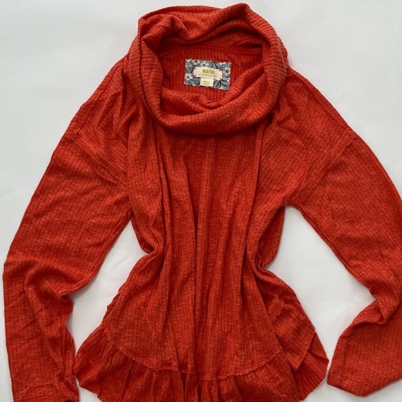 Beautiful Cowl Neck Maeve Anthropologie knit frilly top. Size Small. - Picture 2 of 15